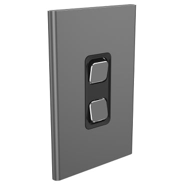 Iconic Styl Cover Plate 2Gang V/H Silver Shadow