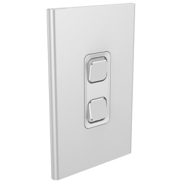 Iconic Styl Cover Plate 2Gang V/H Silver