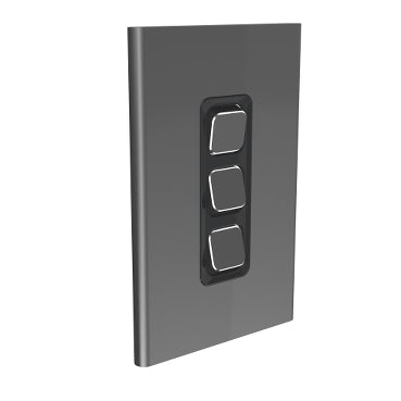 Iconic Styl Cover Plate 3Gang V/H Silver Shadow