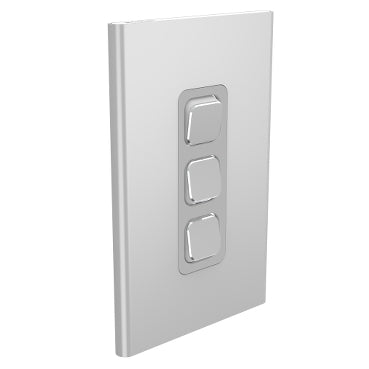 Iconic Styl Cover Plate 3Gang V/H Silver