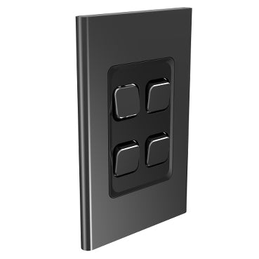 Iconic Styl Cover Plate 4Gang V/H Silver Shadow