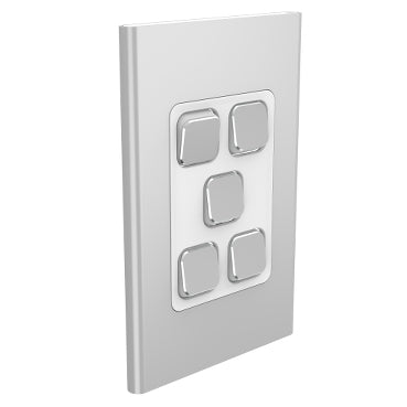 Iconic Styl Cover Plate 5Gang V/H Silver