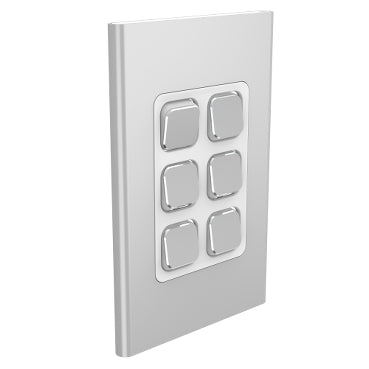 Iconic Styl Cover Plate 6Gang V/H Silver
