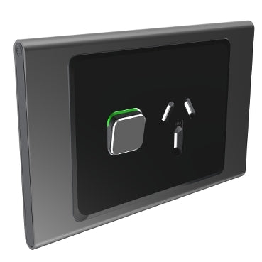 Iconic Styl Cover Plate Sw Socket Sgl Horz Silver Shadow