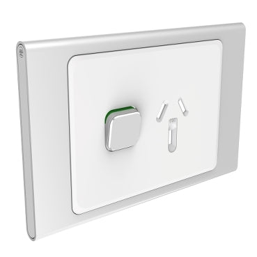 Iconic Styl Cover Plate Switched Socket Sgl Horz Silver