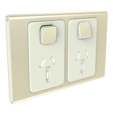 Iconic Styl Cover Plate Switched Socket Dbl Horiz Crowne