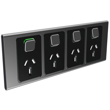 Iconic Styl Cover Plate Horiz 4Way Silver Shadow