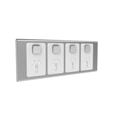 Iconic Styl Cover Plate Horiz 4Way Silver