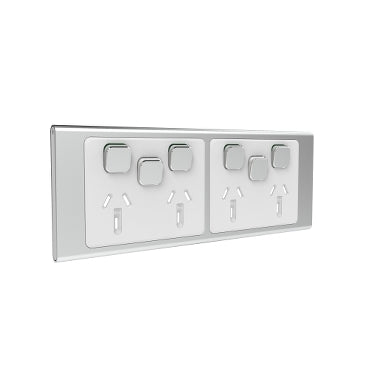 Iconic Styl Cover Plate Horiz 4Way 2x Sw Silver