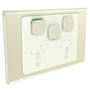 Iconic Styl Cover Plate Sw Socket Dbl Horiz Extra Sw Crowne