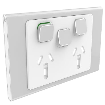 Iconic Styl Cover Plate Sw Socket Dbl Horiz Extra Sw Silver