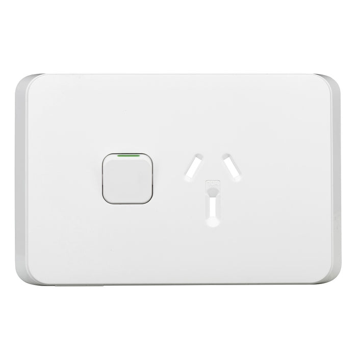 Iconic Cover Plate Skin Sw Socket 10A Sgl Horiz Solid White