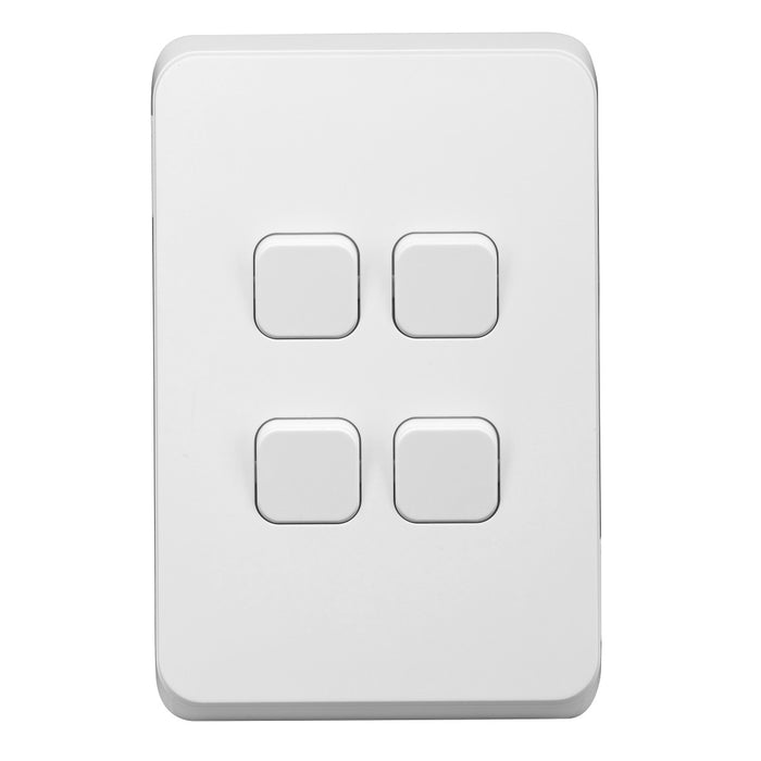 Iconic Cover Plate Skin 4Gang V/H Solid White