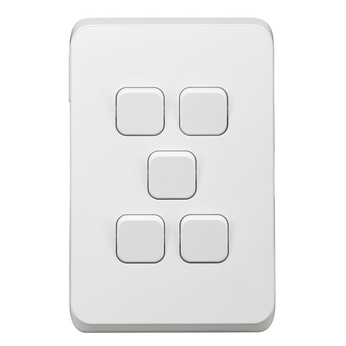 Iconic Cover Plate Skin 5Gang V/H Solid White