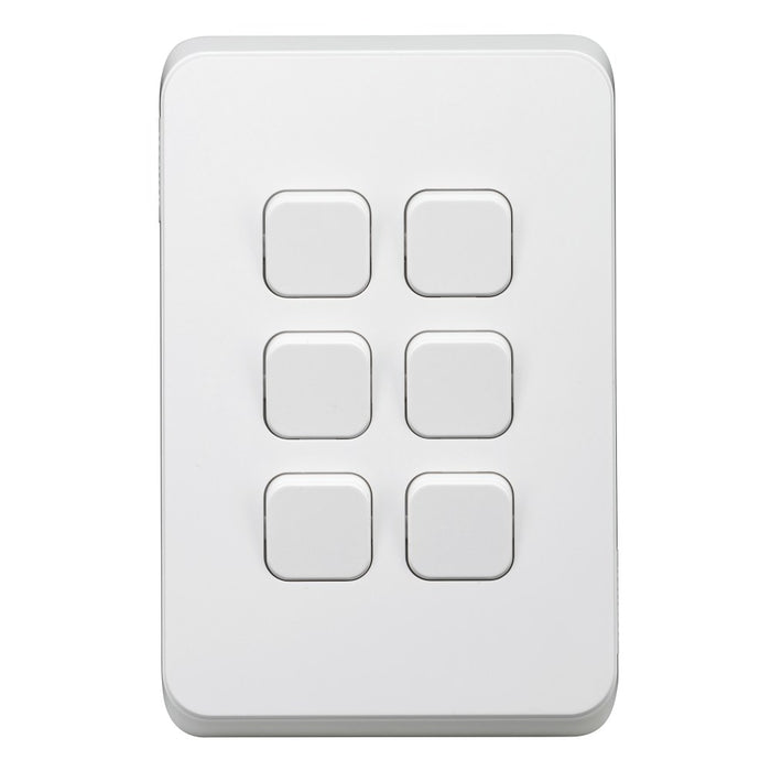 Iconic Cover Plate Skin 6Gang V/H Solid White