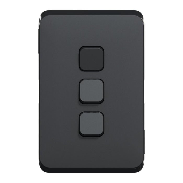 Iconic Cover Plate Skin Triple Vertical Horizontal Black