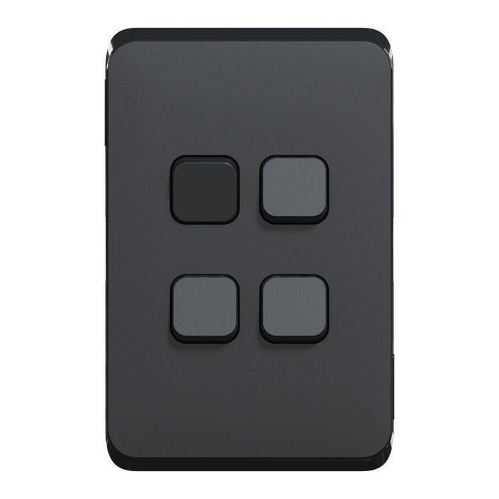 Iconic Cover Plate Skin 4Gang Vert/Horiz Black