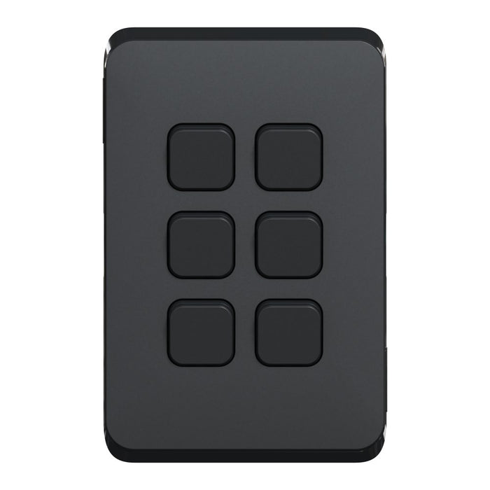 Iconic Cover Plate Skin 6Gang Vertical Horizontal Black