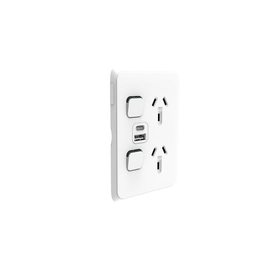 Iconic Sw Socket Dbl Vert USB Dual A + C Type White