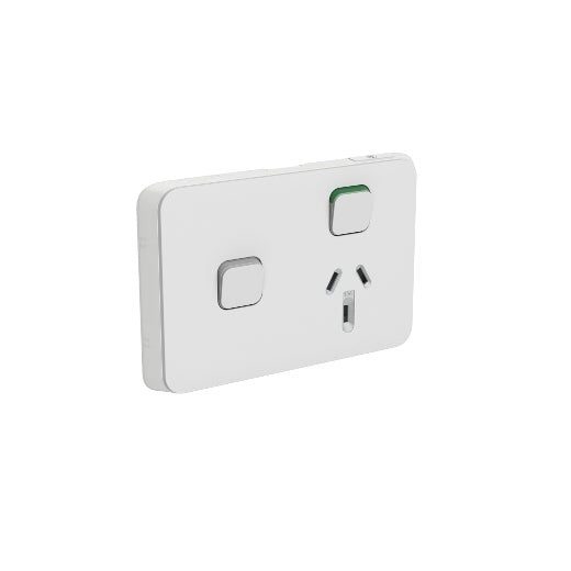 Iconic Switched Socket Skin 10A Sgl Horz Extra Sw Anthracite