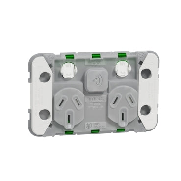 Iconic Wiser Sw Socket Connected 10A Grid Only Double Horiz