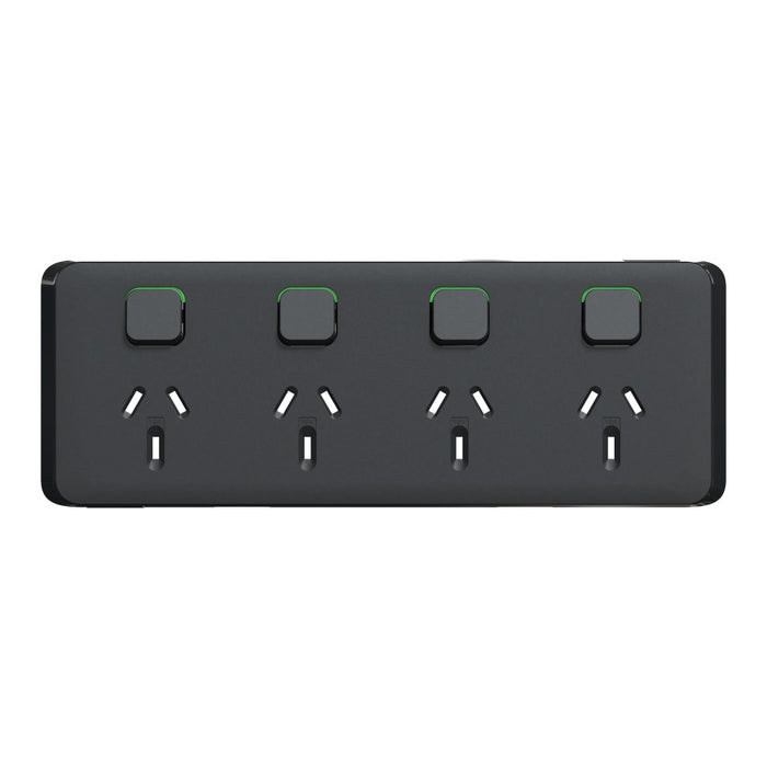 Iconic Cover Plate Skin Horiz 4Way Black
