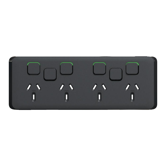 Iconic Cover Plate Skin Horiz 4Way 2x Sw Black