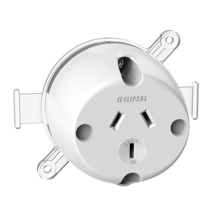 Socket Surface 10A 3Pin C/W Mounting Plate