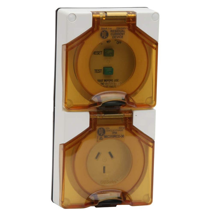 Earth Leakage Socket 3Pin 10A 250V 1Ph IP66 Grey