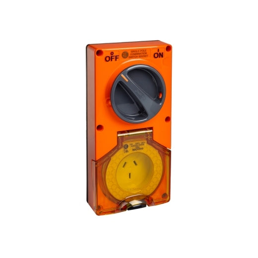 Sw Socket 3Pin 10A 250V 1Ph IP66 Orange