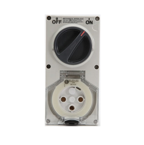 Sw Socket 3Pin 20A 250V 1Ph IP66 Grey