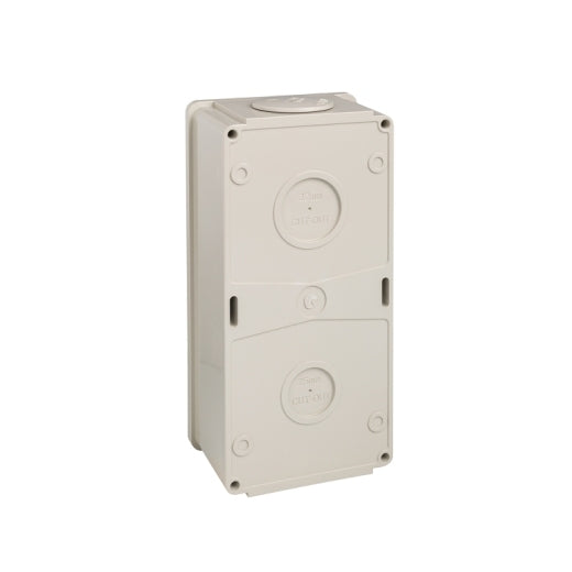 Enclosure 2Gang IP66 40mm Pushout Grey