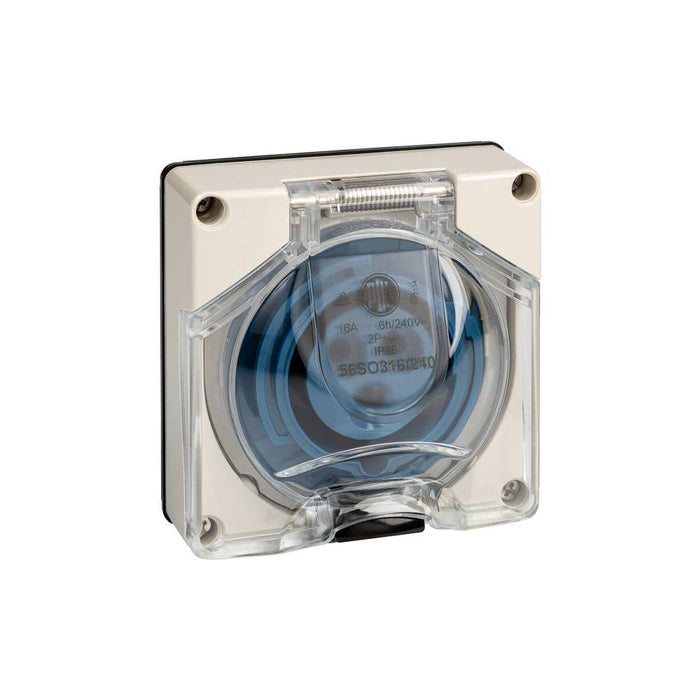 Caravan Socket 3Pin 16A 240V 1Ph IP66 Grey