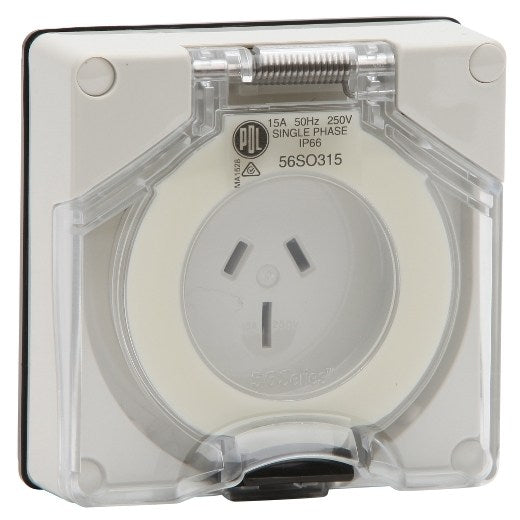 Socket 3Pin 10A 250V 1Ph IP66 Grey