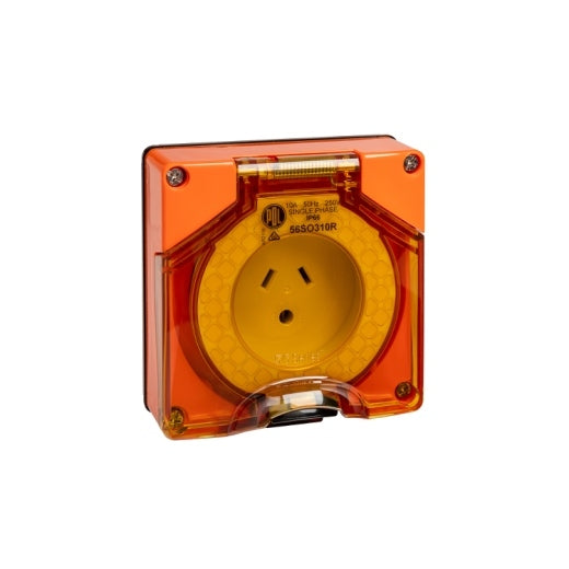 Socket 3Pin 10A 250V 1Ph IP66 Round Earth Orange