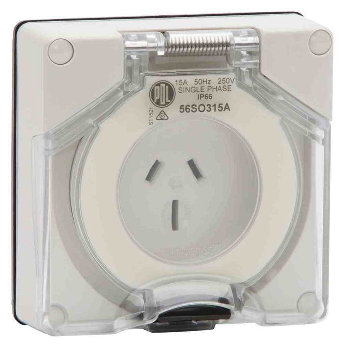 Socket Auto 15A 250V 1Ph IP66 Grey