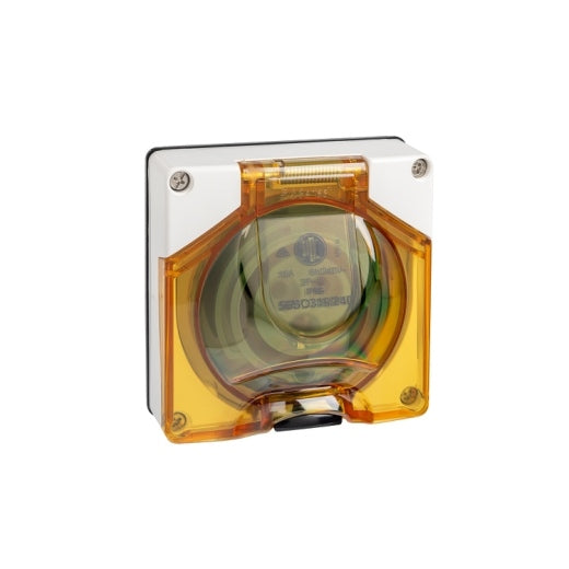 Socket Twin 10A 250V 2Gang 3 Flat Pin Resistant Orange