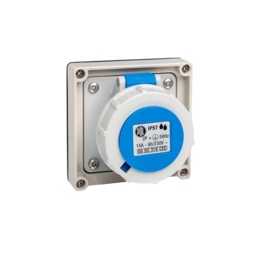 Caravan Cee Socket 3Pin 16A 230V IP57 Grey