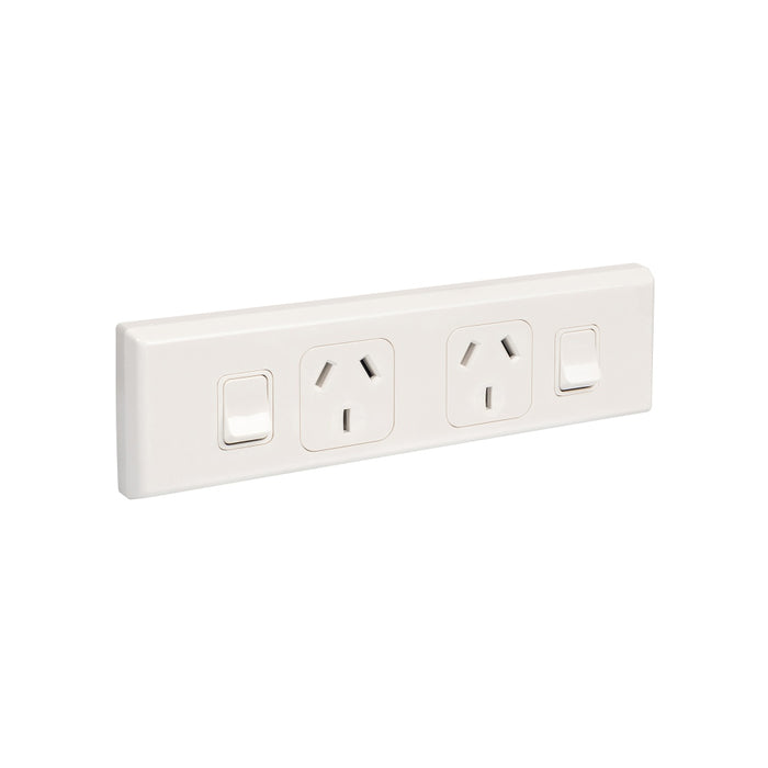 Worktop Switched Socket 10A Double White