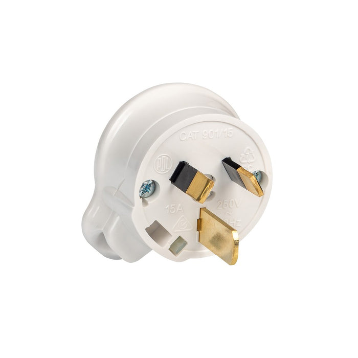 Plug Side Entry 15A 3Pin White