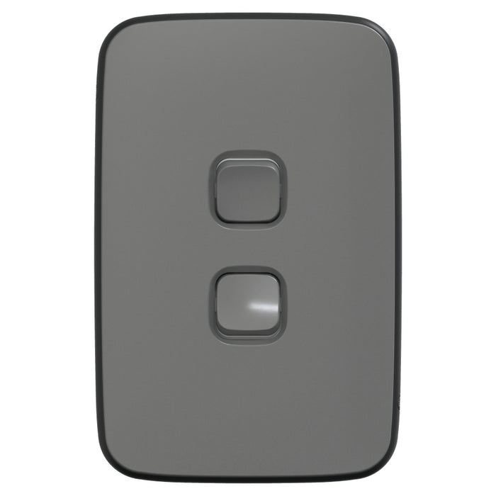 Iconic Essence Switch Double Vertical 20A Ash Grey