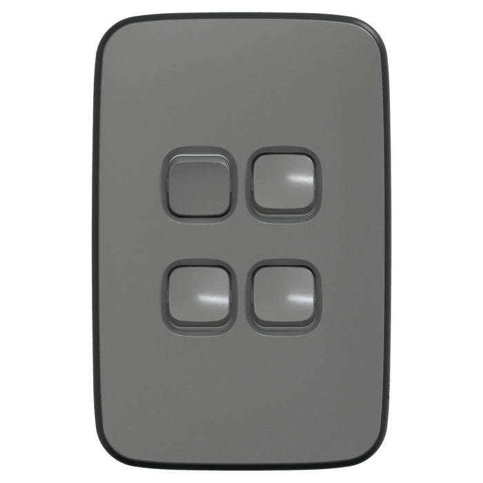Iconic Essence Switch 4Way Vertical 20A Ash Grey