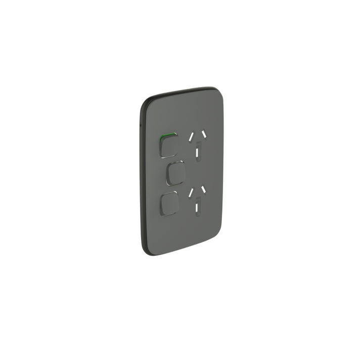 Iconic Essence Cover Plate Sw Skt Dbl Vert Xtra Sw Ash Grey