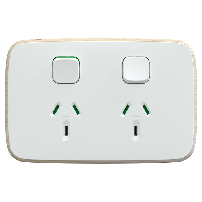 Iconic Essence Sw Socket 10A Double Horizontal Arctic White