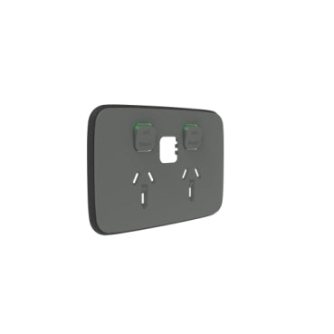 Iconic Cover Plate Double Horizontal Ash Grey