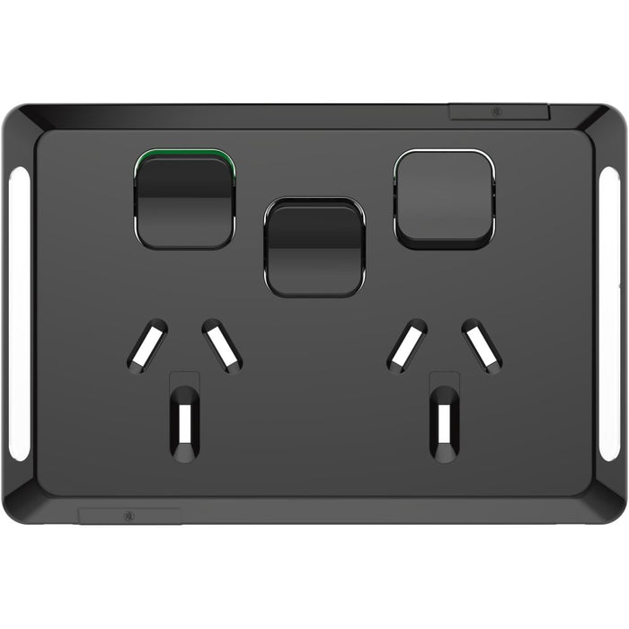 Pro Series Cover Plate Sw Socket Dbl Horiz Extra Sw Black