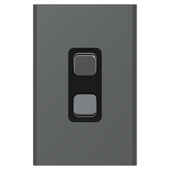 Iconic Styl Switch Double Vertical 20A Silver Shadow