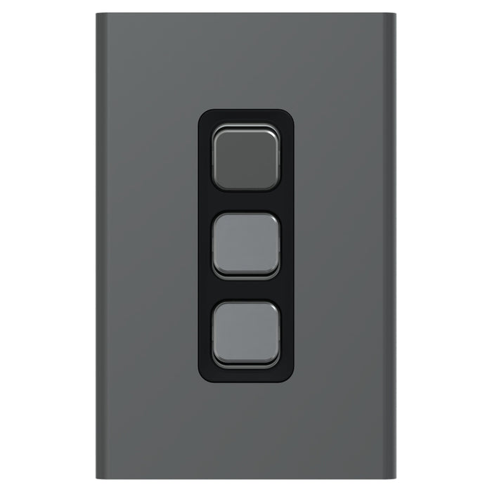 Iconic Styl Switch Triple Vertical 20A Silver Shadow