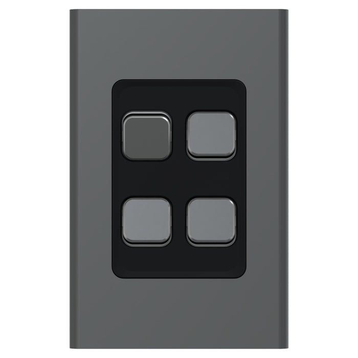 Iconic Styl Switch 4Way Vertical 20A Silver Shadow