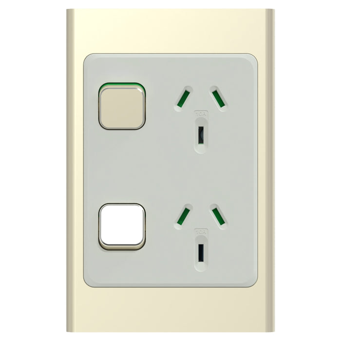 Iconic Styl Sw Socket 10A Double Vertical Crowne